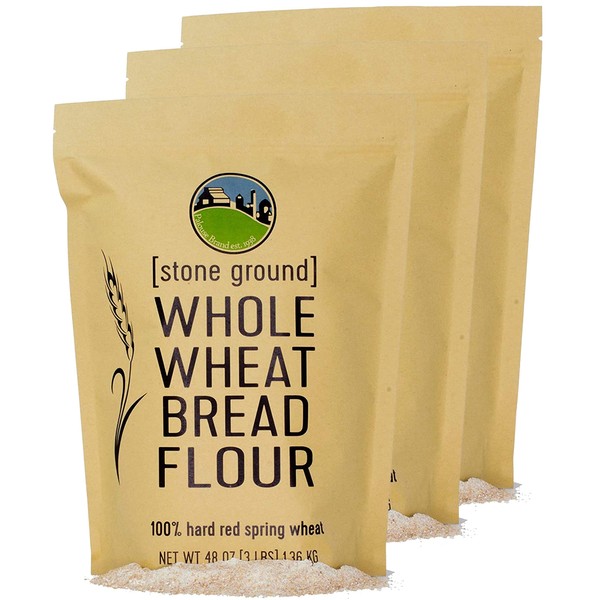 Hard Red Spring Wheat Flour | 9 LBS | Non-GMO Project Verified | 100% Non-Irradiated | Certified Kosher Parve | USA Grown | Field Traced | Resealable Kraft Bag (3 Pound, Pack of 3)