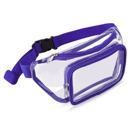 Hiflyer Clear Purses for Women Stadium, Fanny Pack Clear Bag Clear Bag Stadium Approved, Belt Bag Clear Stadium Bag Crossbody Bags for Women Trendy (Purple)