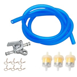 Yharnamite Fuel Line kit, Including 5mm ID Fuel Line, 3 Fuel Filters, 6 Hose Clamps Spring, 1 Inline Shut Off Valve Petcock for 50cc 70cc 90cc 110cc 125cc 150cc Taotao Coolster Motorcycle (Blue)