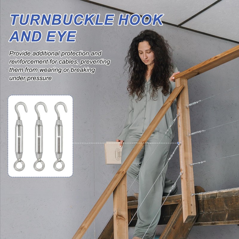 PATIKIL M4 Hook & Eye Turnbuckle, 3 Pcs Stainless Steel