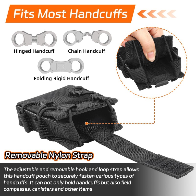 Molle Handcuff Holster, Handcuff Pouch for Duty Belt Vest, Handcuffs