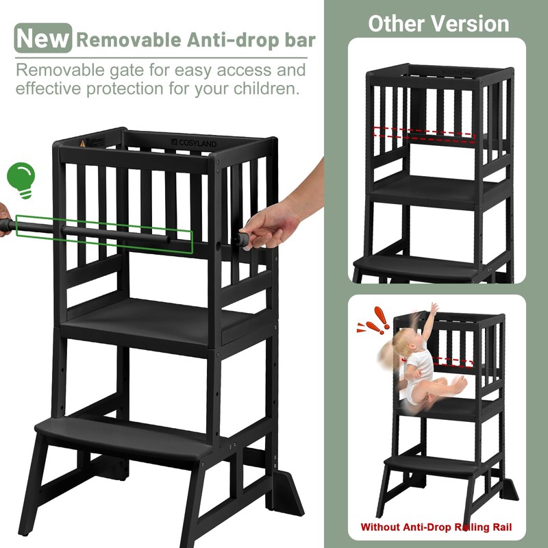 COSYLAND Toddler Standing Tower - Adjustable Height Toddler Kitchen Stool