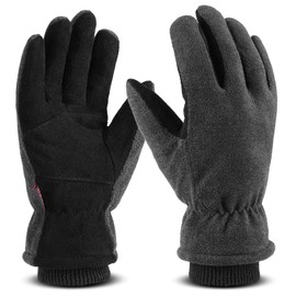 Ozero Winter Thermal Windproof Leather Gloves 1 Pair, grey, m
