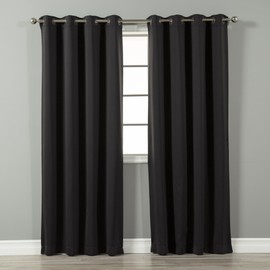 Best Home Fashion Premium Thermal Insulated Blackout Curtains - Antique Bronze Grommet Top - Black - 52" W x 120" L - Tie Backs Included (Set of 2 Panels)