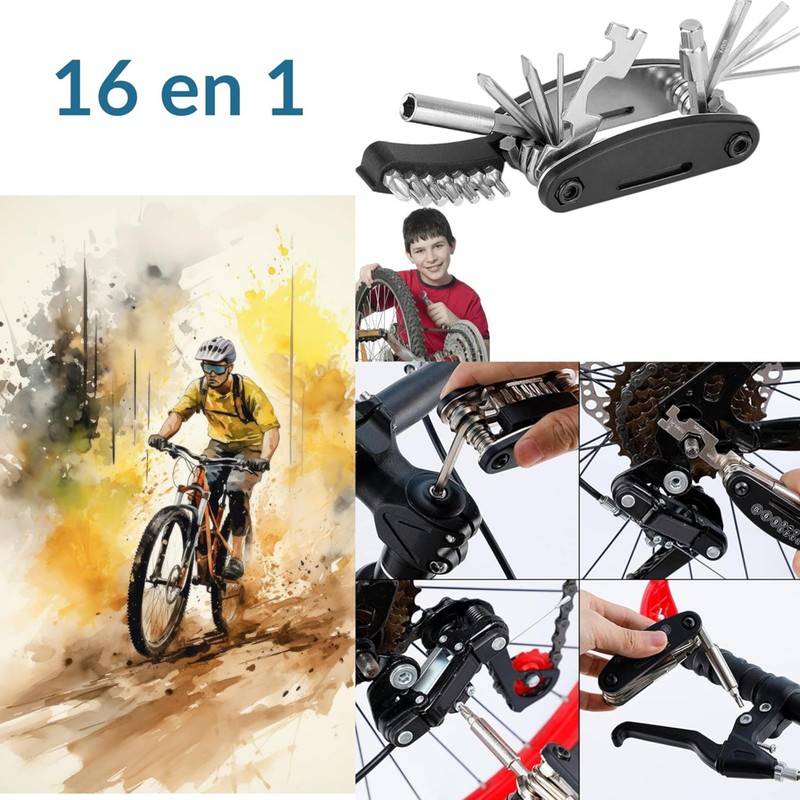Multifunction Tool Bicycle Key - Repair Kit Black Stainless Steel