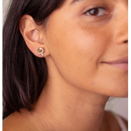 Mariell Gold Clip On Stud Earring for Women with Champagne Cubic Zirconia Crystal, 2 Carat CZ, Perfect for Wedding, Prom, Casual Wear and Birthday Gift, 2002EC-CH-G