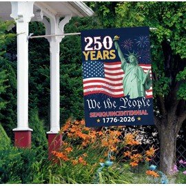 250th Anniversary USA Garden Flag, We The People Patriotic Banner with Statue of Liberty 1776-2026, Double-Sided Outdoor Yard Flag, 4th of July Decorations, 28x40 Inch 250 Year American Flag