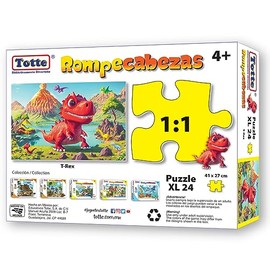 Totte Rompecabezas 24 Piezas XXL | Piezas Extra Grandes, Gruesas y Durables | Diseñado para Uso Infantil (Dinosaurio T Rex)