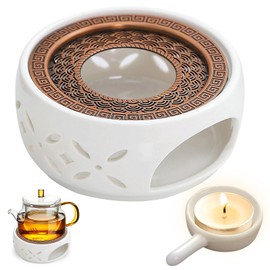 Teapot Warmer Ceramic with Tea Light Holder, Coffee Warmer, Teapot Warmer, White Tea Warmer, Hollow Carved Design, Teapot Warmer for Heat Preservation, Tea Coffee
