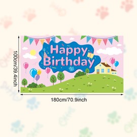 SAVITA Pig Happy Birthday Backdrop Banner, 70.9x39.4in Cute Cartoon Theme Party Decoration Photo Props for Baby Shower Kids Birthday Party Supplies