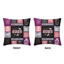 IYUBOFU 2025 Graduation Gifts for Her - Throw Pillow Covers College Graduation Gifts for Women - Masters Degree Graduations Gift for Best Friends - PHD Graduations Gift Pink 18x18 Inch