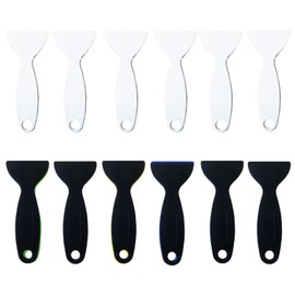 12pcs Thickened Scraper Tool Multiple Purposes Plastic Scraper Putty Knife removal shovel Tool Set ((Black & White))