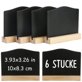 DONQL 6 Pieces Mini Chalkboard with Stand, Small Board Wooden Signs for Labelling, Mini Board Set, Place Cards, Price Tags, Place Cards, Chalkboard Stand for Wedding, Birthday etc. (Wavy)