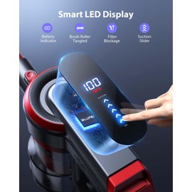 WLUPEL Cordless Vacuum Cleaner, 450W/38Kpa Vacuum Cleaners for Home with LED Screen, Up to 55 Mins Runtime, 1.2L Dust Cup, Anti-Tangle Stick Vacuum for Pet Hair Carpet and Hardfloor