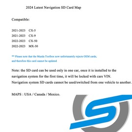 2024 Navigation SD Card Compatible with Year 2021 2022 2023 Model cx5/9,2022 2023 Year Model mx30/cx50