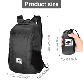 Colexy Ultra Lightweight Packable Hiking Daypack, Waterproof Unisex Daypack Outdoor, Foldable Backpack, Backpack with Large Capacity, for Travel, Camping, Hiking, Sports