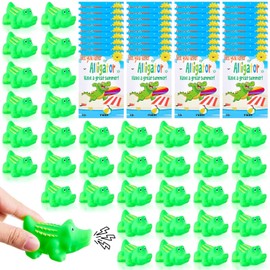 Sotiff 36 Sets End of the Year Gifts for Students from Teacher Rubber Crocodile Toy with Gift Cards Mini Alligator Toys for School Students Kids Office Summer Supplies