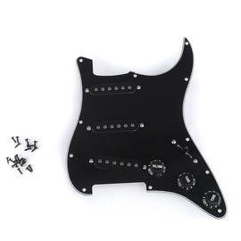 Musiclily SSS 11 Hole Loaded Prewired Guitar Stratocaster Pickguard with Single Coil Pickups Set for Strat Style, 3Ply Black