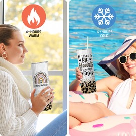 SPYRAMID Leopard Teacher Appreciation Gifts Tumbler - Thank You Teacher Life Birthday, Retirement, Appreciation Week Gifts, Christmas Women, Men - 20 Oz Insulated Skinny Cup