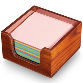 Wooden Sticky Note Holder, Post It Note Dispenser for Office Desk Accessories, Self Stick Note Pad Holder, Memo Pad Holder Dispenser Organizer for School Office Desk Supplies, Brown