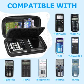 Hard Case Compatible with Texas Instruments TI-84 Plus CE/TI-84 Plus/TI-Nspire CX II CAS/TI-Nspire CX II/TI-83 Plus/Casio fx-9750GII Graphing Calculator, Storage Box with Bubble Protection-Black