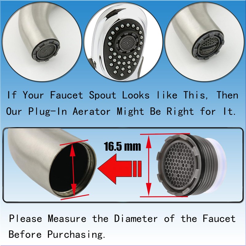 8PCS Faucet Aerator, 16.5mm Water-Saving Flow Limiter Set for Bathroom