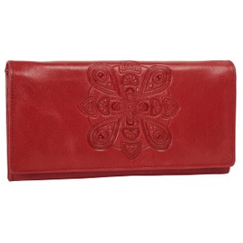 bruno banani Mandala Genuine Leather Women's Purse, Practical Wallet, 12 Card Slots, Double Press Stud Closure, RFID Protection, Subtle Embossed Logo, 021645, red
