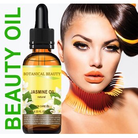 JASMINE OIL 100% Natural Cold Pressed Carrier Oil (NOT ESSENTIAL OIL) 1 Fl.oz.- 30 ml. for Face, Skin, Body, Hair and Nail Care, Anti - aging Face Beauty Oil by Botanical Beauty