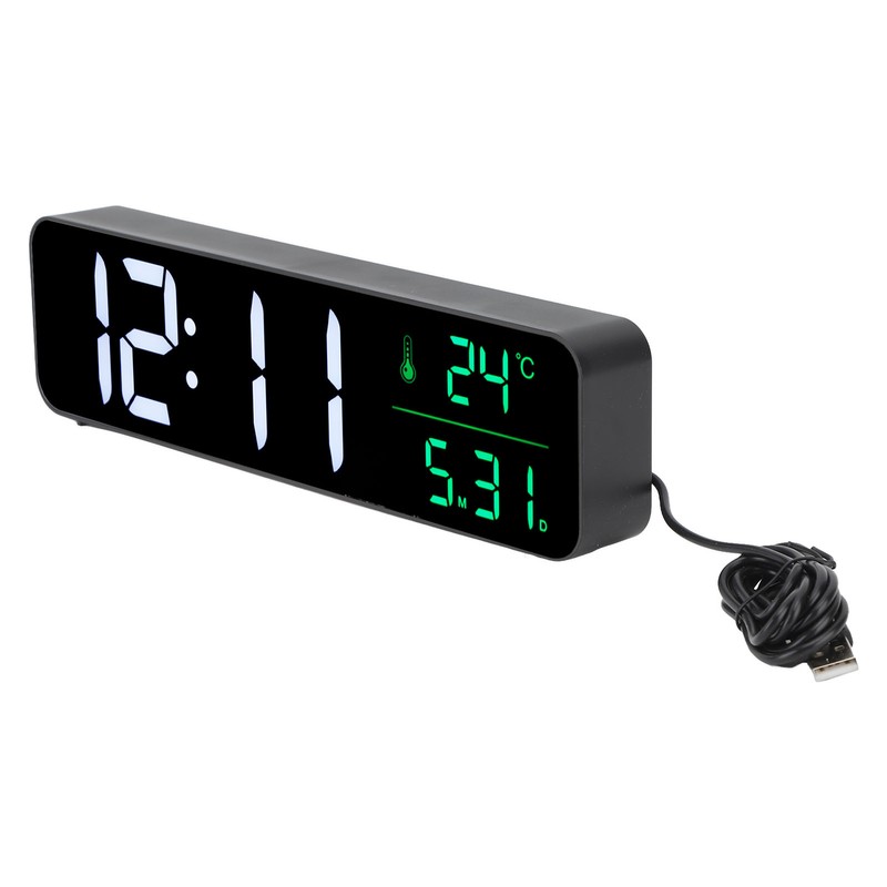 LED Music Alarm Clock 5 Adjustable Brightness 12/24H Large Display