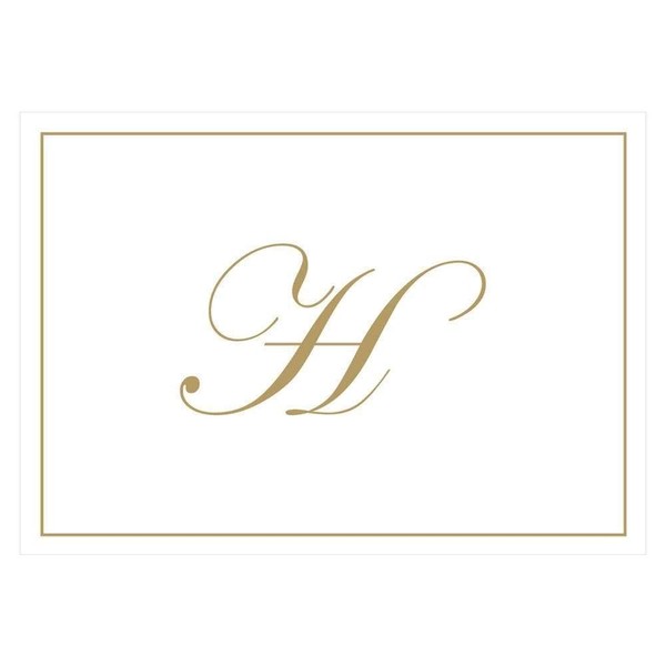 Caspari Gold Embossed Initials Boxed Note Cards in Letter H, 16 Cards & Envelopes