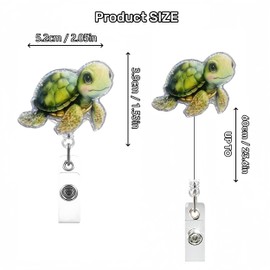 Turtle Badge Reel, Funny Sea Turtle Hawaiian Badge Reels Retractable, Name Badge Holder Reel ID Clip, Cute Animal Pediatric Decorative for Nurse Doctor Medical Worker & Nursing Student
