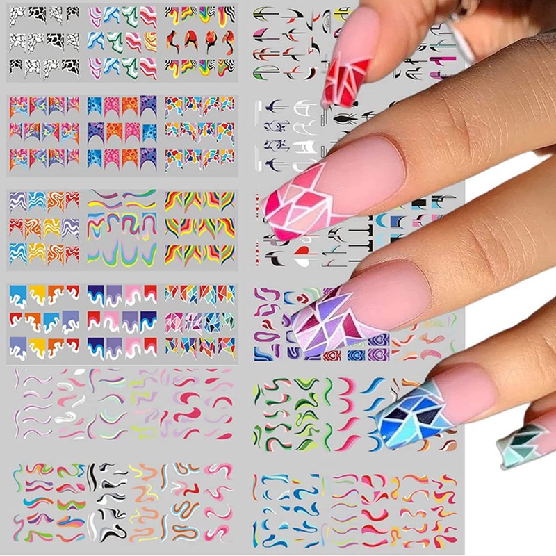 12 Pegatinas Autoadhesivas para Uñas, para Manicura, Bricolaje, para Decoración