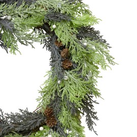 Northlight Berry Cedar and Pine Cone Artificial Christmas Wreath - 24-Inch Unlit, Green (NORTHLIGHT VM89280)
