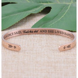JoycuFF Inspirational Gifts for Her Women Wife Lover Funny Mantra Rose Gold Stainless Steel Birthday Christmas Cuff Bangle Bracelet Valentine's Day Gifts Engraved Mantra Quote Inside