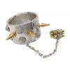 Unbranded Women Silver Metal Hand Chain Gold Spikes Bracelet Ring