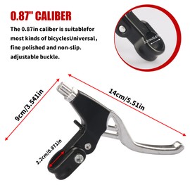 Gashwer Universal 2.2cm Bike Brake Levers Aluminum Alloy V-Brake Handlebar Bicycle Brake Handle for Most Bicycle, Mountain Bike, Road Bike 1 Pair (Silver)