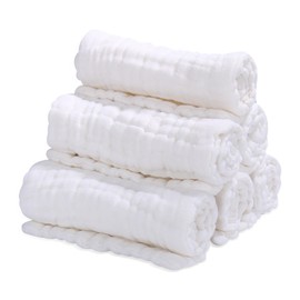 Yolistar Muslin Nappies Baby Burp Cloths Set of 6 25 x 50 cm, Muslin Cloths, 6-Layer Absorbent Washcloths, Folding Nappies, Burp Cloths for Boys and Girls, for Baby Newborn, Premium Quality, White