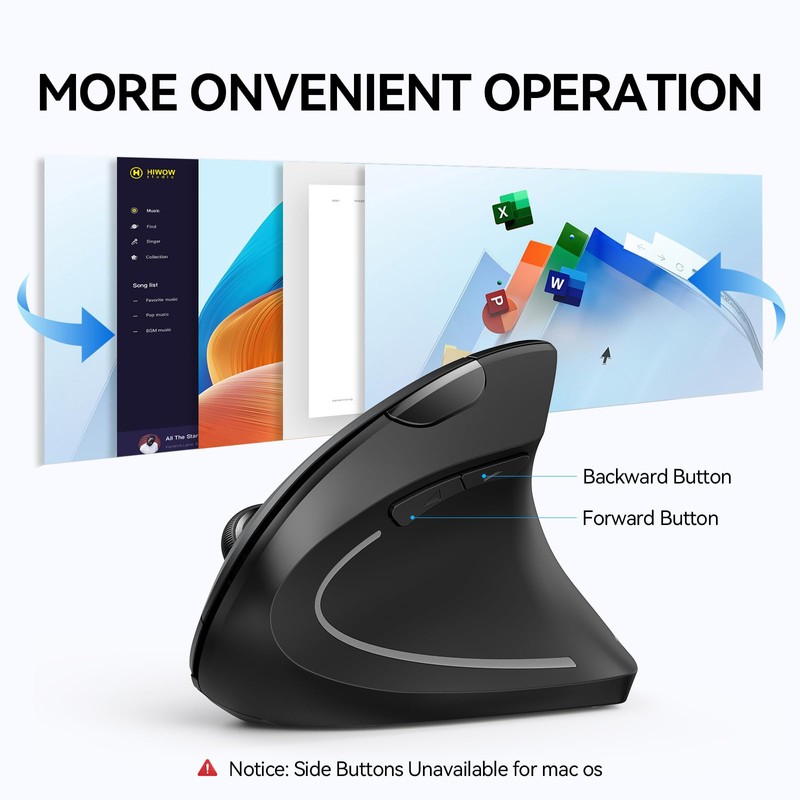 TECKNET Ergonomic Mouse, Wireless Bluetooth Vertical Mouse, 4800 DPI Silent