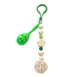 Parakeet Biting Toy, Maracas, Made in Japan, Safe and Safe Material, Natural Wood, Buddy Parrot, Turtle, Bird, Bunki, Small Bird Toy (KM20: Green, Approx. 7.1 inches (18 cm)