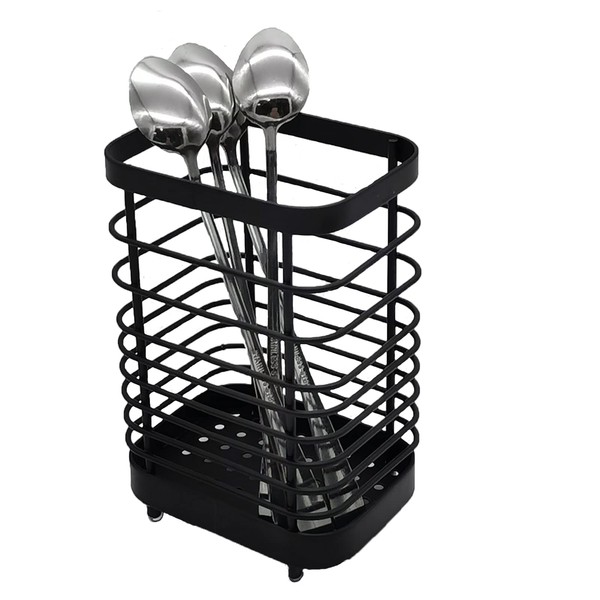 Oidium Stainless Steel Utensil Holder,Utensil Crock Countertop Organizer 6x4x3 In,Black