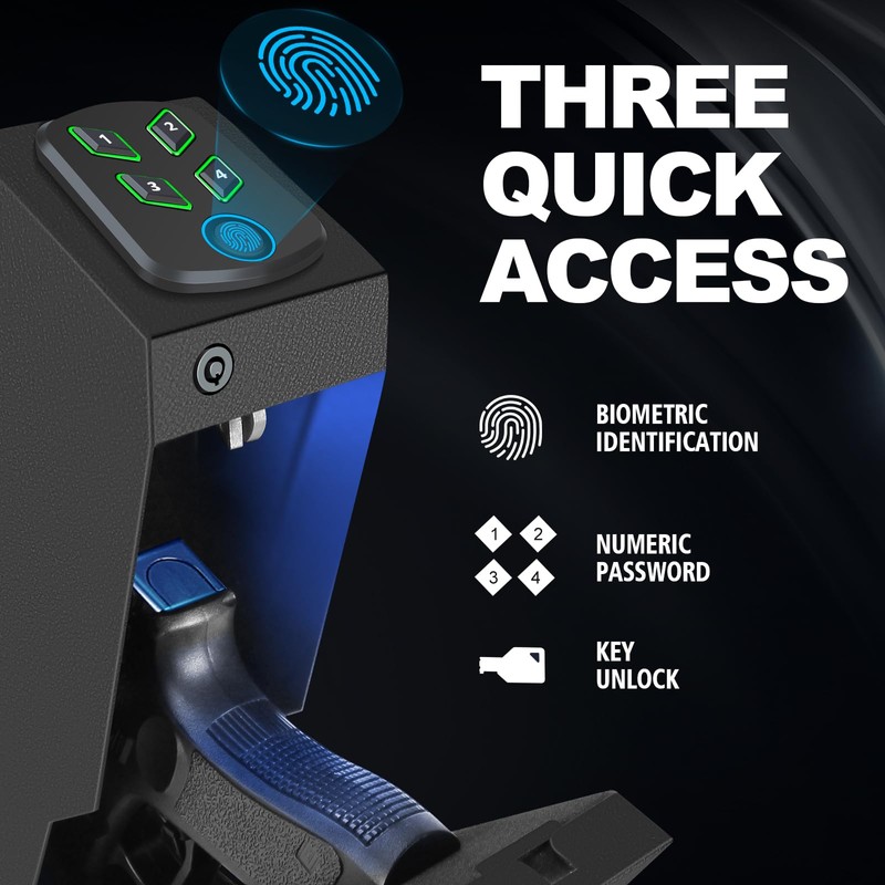 Biometric Handgun Gun Safe for Nightstand, Desk, Bed Side, Wall,Truck