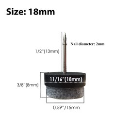 40pcs Round Heavy Duty Nail-on Felt Pad for Furniture Chair Table Leg Feet Floor Protectors Slide Smoothly (Black, Pad Diameter 18mm)