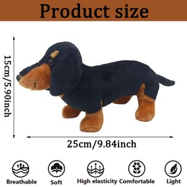 MaSif Dog Toy Plush, Cute Cuddly Toy Dachshund Dog, Dachshund Dog Dolls Filled, Realistic Dachshund Dog Soft Home Decoration, Sleeping Plush Toy Gifts for Children, 25 cm