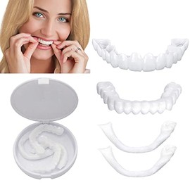 Dientes postizos temporales, dientes falsos a presión, arriba y abajo, para hombres y mujeres, para una sonrisa segura.