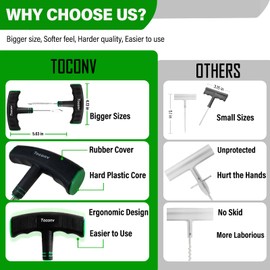 Toconv Tyre Repair Kit, 22pcs Compact Tyre Puncture Repair Kit with Rubber Plugs, Upgraded T-Handle, 4-Way Valve Tool, Flat Tyre Repair Tool for Cars, Motorcycles, Van, ATV, SUV