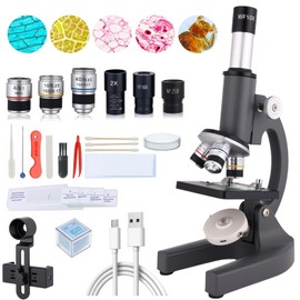 Gray 40-2000X Magnification Compound Microscope for Adults Kids with Slides, Fill Light - Suitable for Children, Students, Home, School, Laboratory Kit