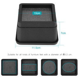Moendergo 4 Pack Adjustable Bed Riser Furniture Riser Heavy Duty Furniture Riser 2" Lifting Height Per Riser Square Stackable Bed Furniture Anti-Slip Pads Support Up to 2200lbs