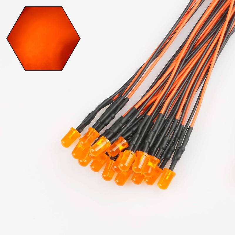 EDGELEC 50pcs 12 Volt 5mm Orange LED Lights Emitting Diodes,