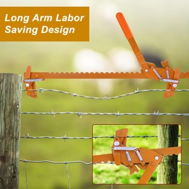 Zwinz Fence Stretcher Splicer, Heavy Duty Carbon Steel Fence Stretcher Tool, All Purpose Fence Stretcher Splicer for Barbed & Smooth Wire, Fence Barb Wire Repair Tool, Orange