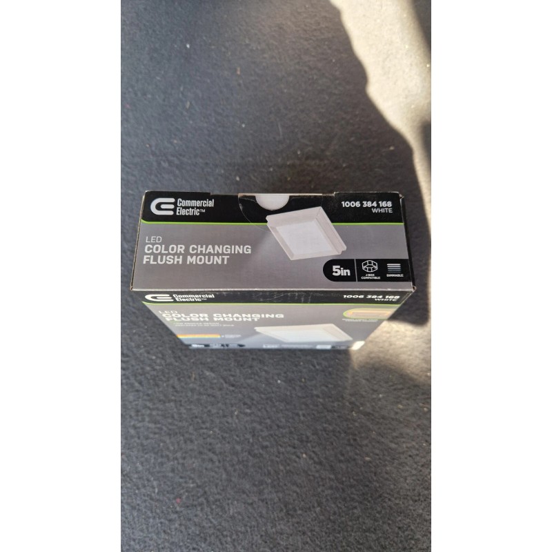 COMMERCIAL ELECTRIC Low Profile 5 in. White Square LED Flush